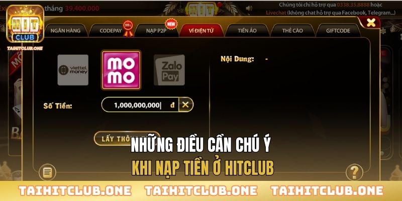 Nạp Tiền Những điều cần chú ý khi nạp tiền ở Hitclub